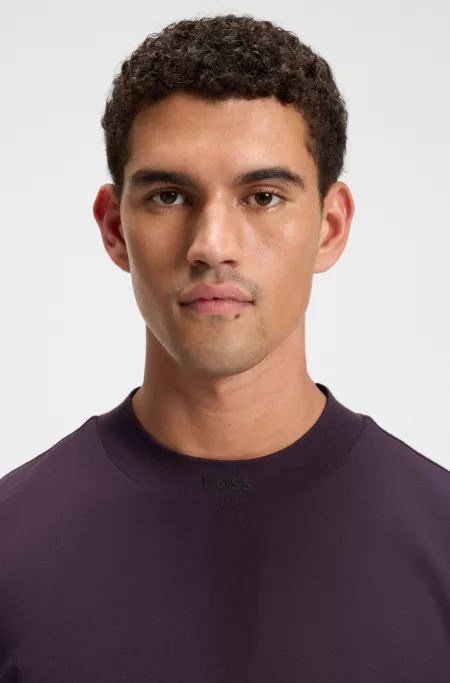 Logo-collar T-shirt in stretch cotton