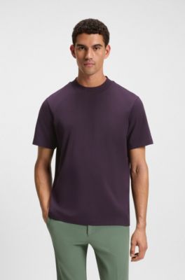 Logo-collar T-shirt in stretch cotton, Purple