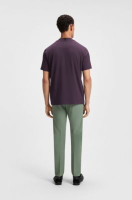 Logo-collar T-shirt in stretch cotton, Purple