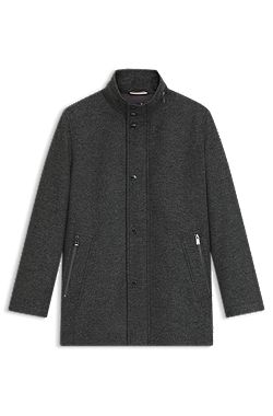 Packable-hood coat in a wool blend