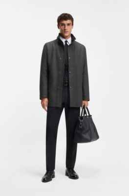 Packable-hood coat in a wool blend, Grey