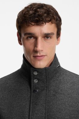 Packable-hood coat in a wool blend, Grey