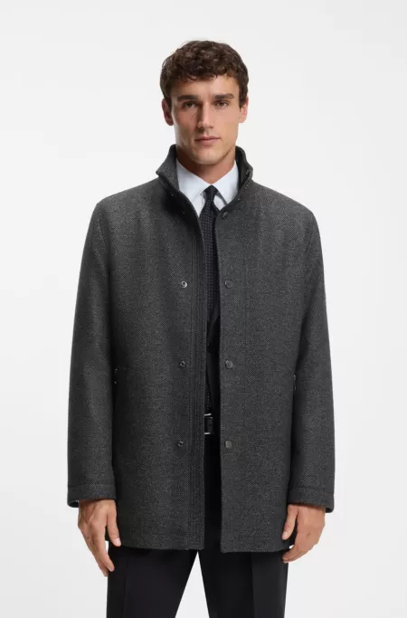 Packable-hood coat in a wool blend