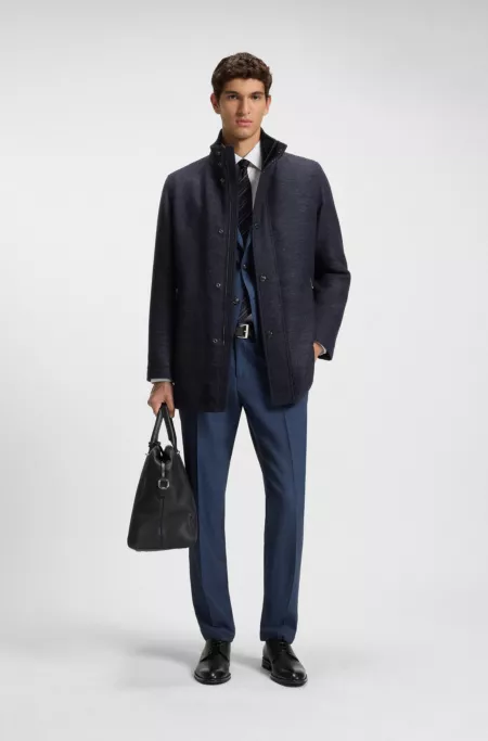 Packable-hood coat in a wool blend