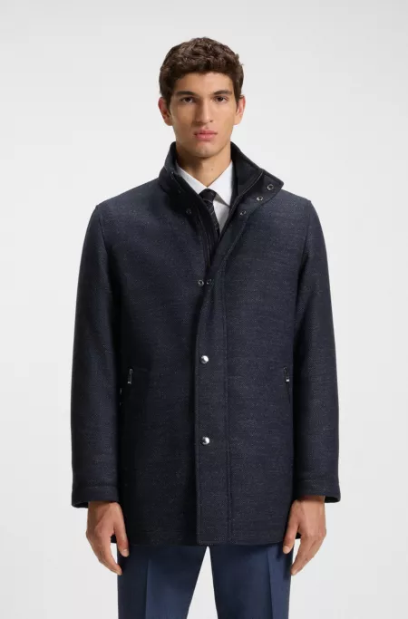 Packable-hood coat in a wool blend