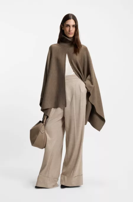 Rollneck poncho in a wool blend