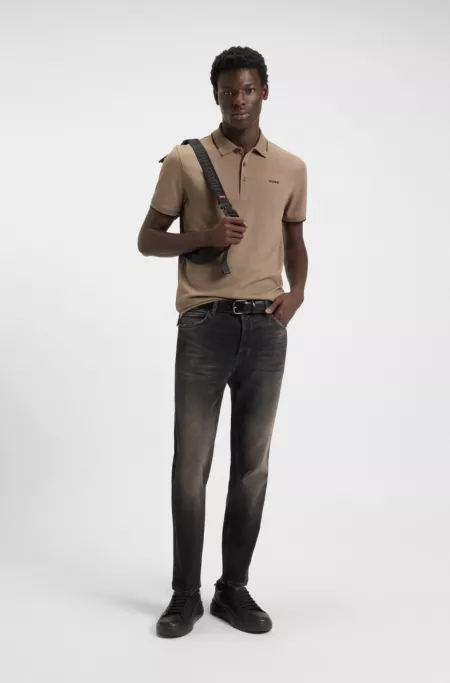 Grey tapered-fit jeans in stretch denim
