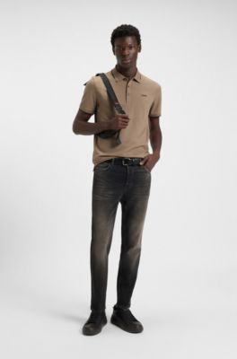 Jeans tapered fit de denim el&aacute;stico gris, Gris oscuro