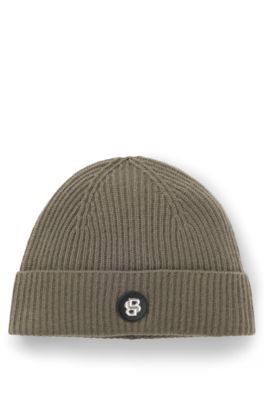 Gorro de punto de lana de cashmere con monograma Double B, Marr&oacute;n claro
