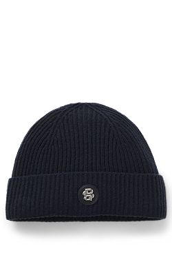 Wool-cashmere beanie hat with Double B monogram