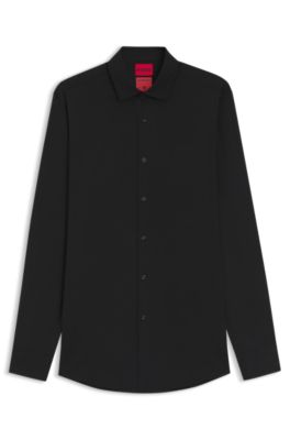 Slim-fit shirt in stretch twill, Black