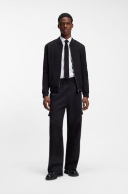 Camisa slim fit de sarga el&aacute;stica, Blanco