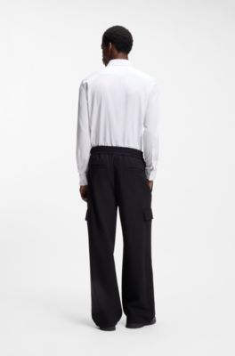 Camisa slim fit de sarga el&aacute;stica, Blanco