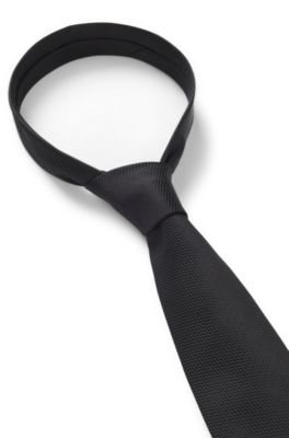 Corbata de jacquard de seda confeccionada en Italia, Negro