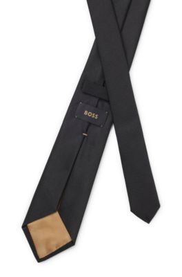 Corbata de jacquard de seda confeccionada en Italia, Negro