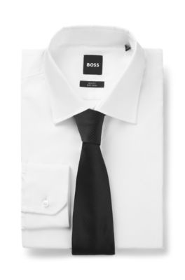 Corbata de jacquard de seda confeccionada en Italia, Negro
