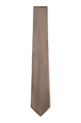 Silk-jacquard tie made in Italy, Brown
