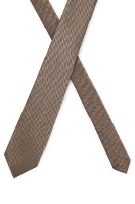 Silk-jacquard tie made in Italy, Brown