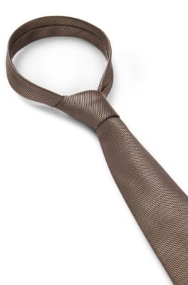 Cravate en jacquard de soie confectionn&eacute;e en Italie, Marron