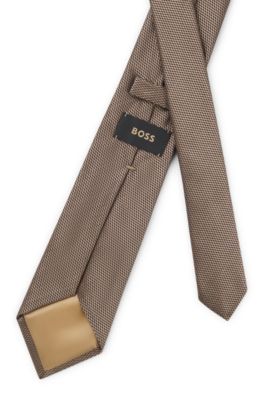 Silk-jacquard tie made in Italy, Brown
