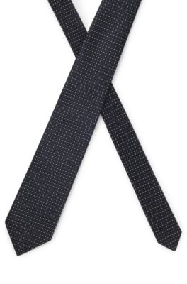 Silk-jacquard tie made in Italy, Dark Blue