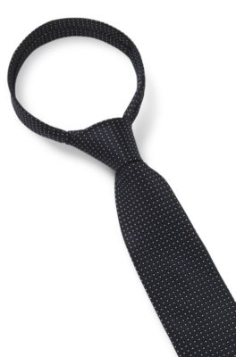 Silk-jacquard tie made in Italy, Dark Blue
