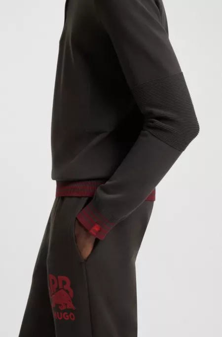 HUGO x RB contrast-stripe sweater with zip neck