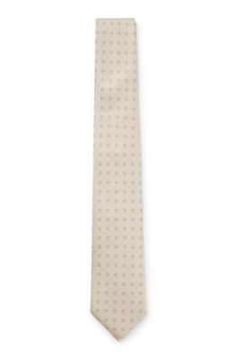 Silk-jacquard tie made in Italy, Light Beige