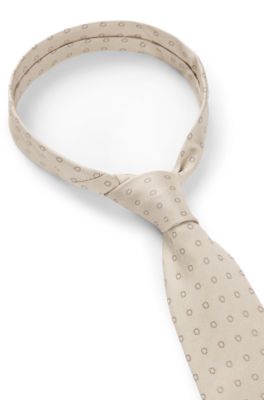Silk-jacquard tie made in Italy, Light Beige
