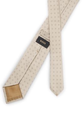 Silk-jacquard tie made in Italy, Light Beige