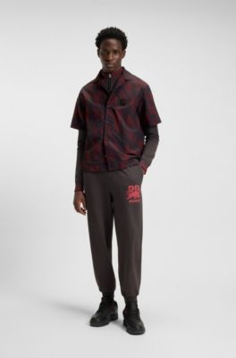 HUGO x RB oversized-fit shirt with printed pattern, Dark Brown