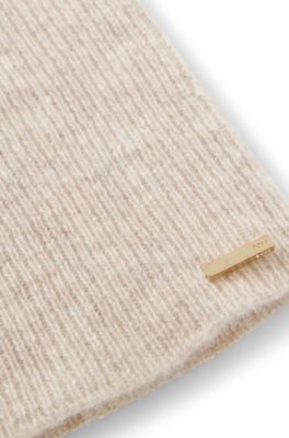 Guantes de cashmere con adorno de logo met&aacute;lico, Blanco