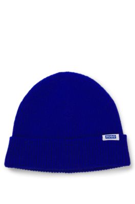 Bonnet en maille c&ocirc;tel&eacute;e avec &eacute;tiquette logot&eacute;e, bleu clair