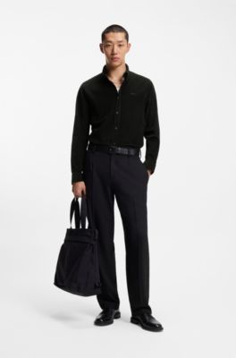 Camisa relaxed fit de pana de algod&oacute;n, Negro