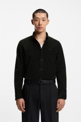 Relaxed-fit shirt in cotton corduroy, Black