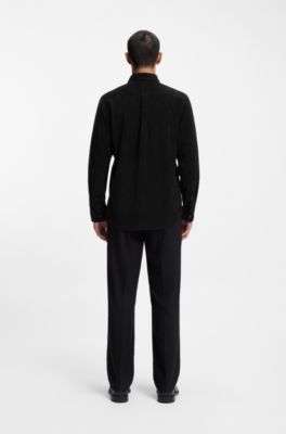 Camisa relaxed fit de pana de algod&oacute;n, Negro