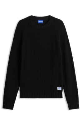 Jersey relaxed fit de algod&oacute;n con mangas ragl&aacute;n, Negro