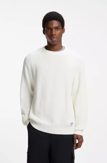 Relaxed-fit cotton sweater with raglan sleeves