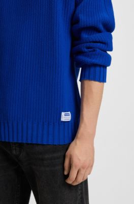 Jersey relaxed fit de algod&oacute;n con mangas ragl&aacute;n, Celeste