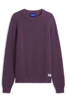 Jersey relaxed fit de algod&oacute;n con mangas ragl&aacute;n, P&uacute;rpura oscuro