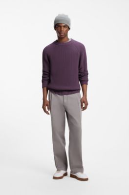 Jersey relaxed fit de algod&oacute;n con mangas ragl&aacute;n, P&uacute;rpura oscuro