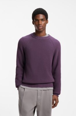 Jersey relaxed fit de algod&oacute;n con mangas ragl&aacute;n, P&uacute;rpura oscuro