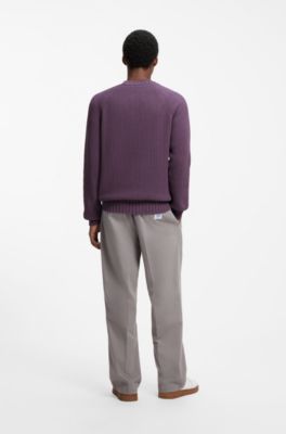 Jersey relaxed fit de algod&oacute;n con mangas ragl&aacute;n, P&uacute;rpura oscuro