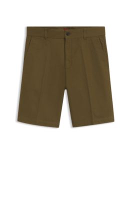 Regular-fit shorts in mercerised stretch cotton, Light Green