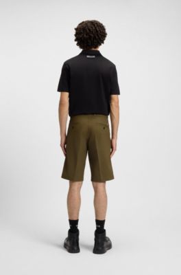 Regular-fit shorts in mercerised stretch cotton, Light Green