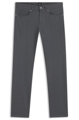 Delaware slim-fit trousers in brushed stretch twill, Silver