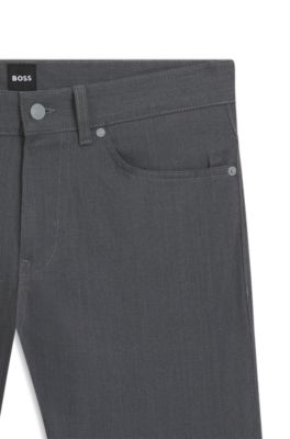Delaware slim-fit trousers in brushed stretch twill, Silver