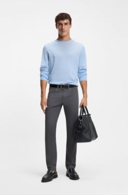 Delaware slim-fit trousers in brushed stretch twill, Silver
