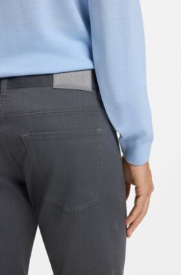 Delaware slim-fit trousers in brushed stretch twill, Silver