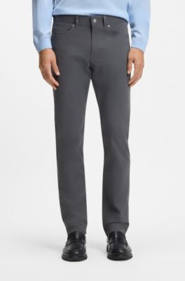 Delaware slim-fit trousers in brushed stretch twill, Silver
